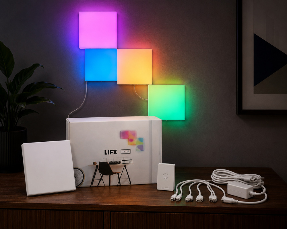 LIFX Tile Modular Smart Lights 5 Panels Power Supply Cables Box WORKING READ